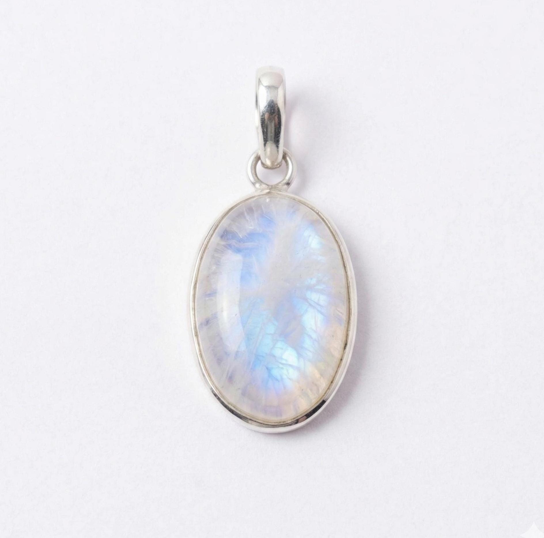 Oval Moonstone Pendant – Sterling Silver Boho Gemstone Necklace