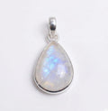 Teardrop Moonstone Pendant – 925 Sterling Silver, Minimalist Boho Gemstone Necklace