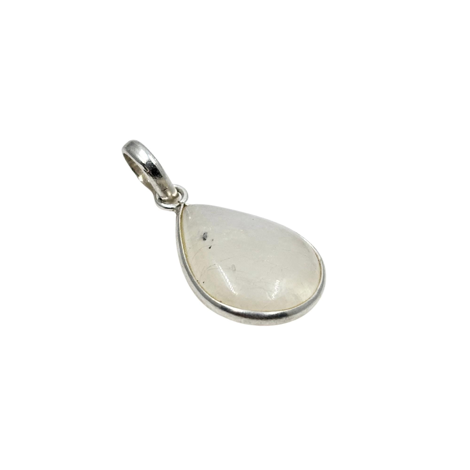 Moonstone Teardrop Pendant in 925 Sterling Silver – Minimalist Rainbow Moonstone Necklace, Dainty Boho Gemstone Jewelry Gift for Her