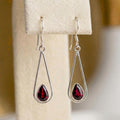 Garnet Drop Earrings 925 Sterling Silver | Pear Gemstone Dangle | January Birthstone | Handmade Jewelry