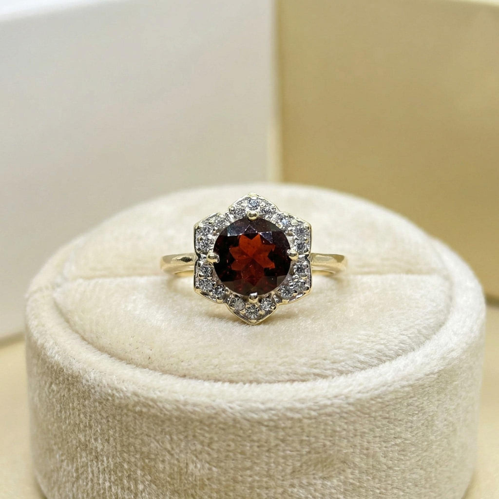 Natural Citrine Round Ring | 925 Sterling Silver | November Birthstone | Floral Gemstone Band | Handmade in Jaipur