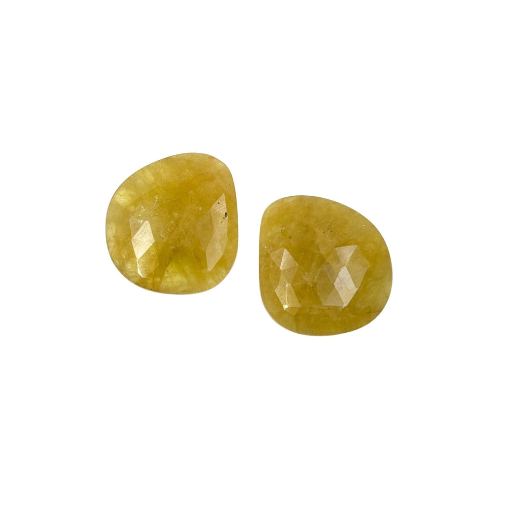Rose Cut Yellow Sapphire Gemstone Slices: Natural Untreated Pair