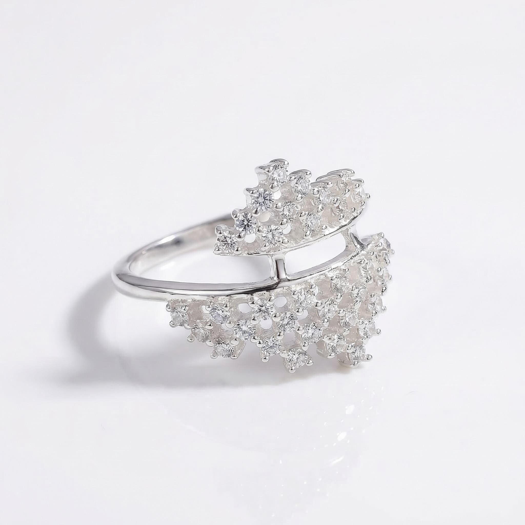 Sterling Silver Cluster Ring • Sparkling CZ Pavé Band • Modern Icicle Jewelry