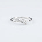 Sterling Silver Tiara Ring • Cubic Zirconia Wedding Band • Minimalist Crown Stacking Ring