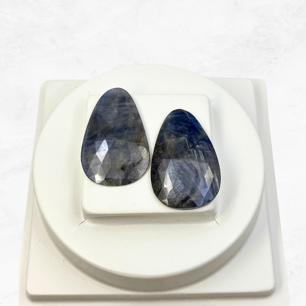 Rose Cut Sapphire Slices: Untreated Gemstone Pair for Jewelry