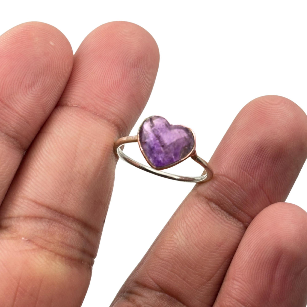 Amethyst Heart Sterling Silver Ring: Handmade February Birthstone