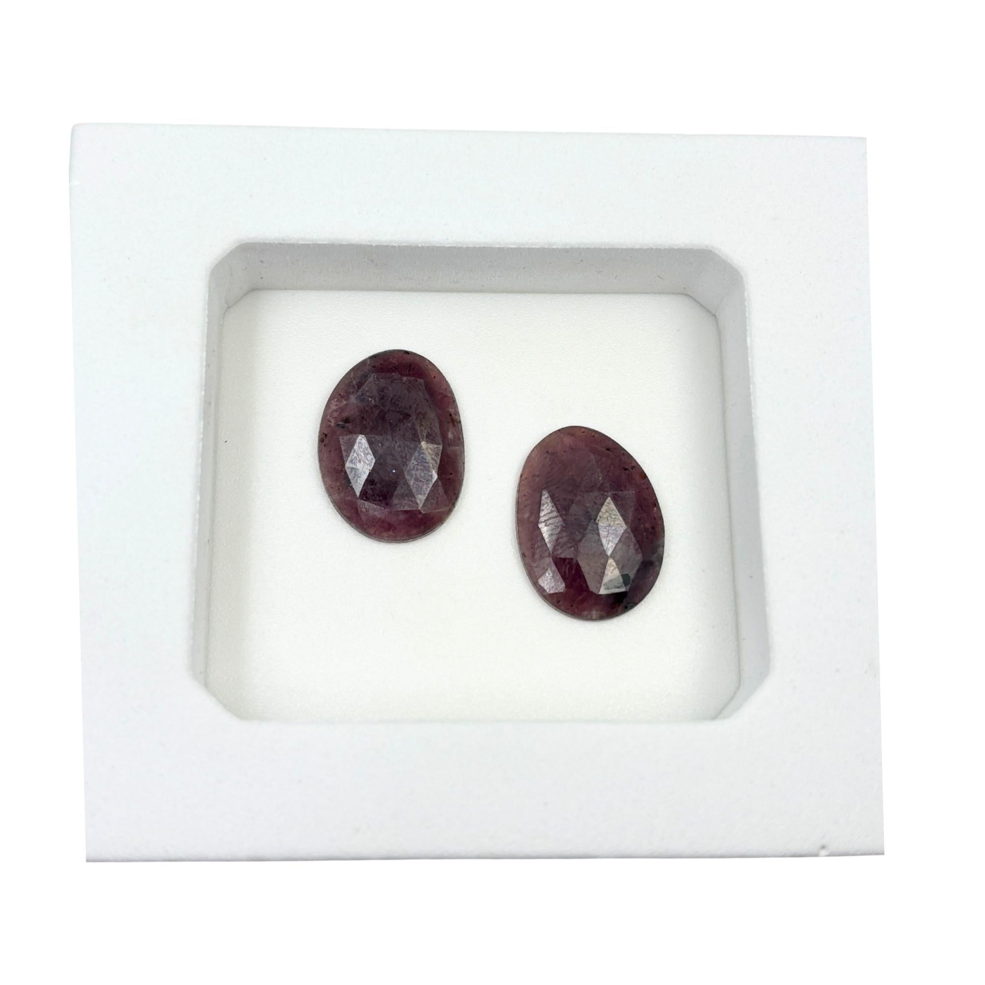 Rose Cut Sapphire Slices: Untreated Gemstone Pair, Jewelry Making