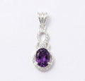 Amethyst Oval Pendant, Sterling Silver Swirl Necklace – February Birthstone Jewelry