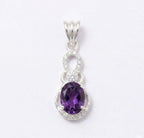 Amethyst Oval Pendant, Sterling Silver Swirl Necklace – February Birthstone Jewelry