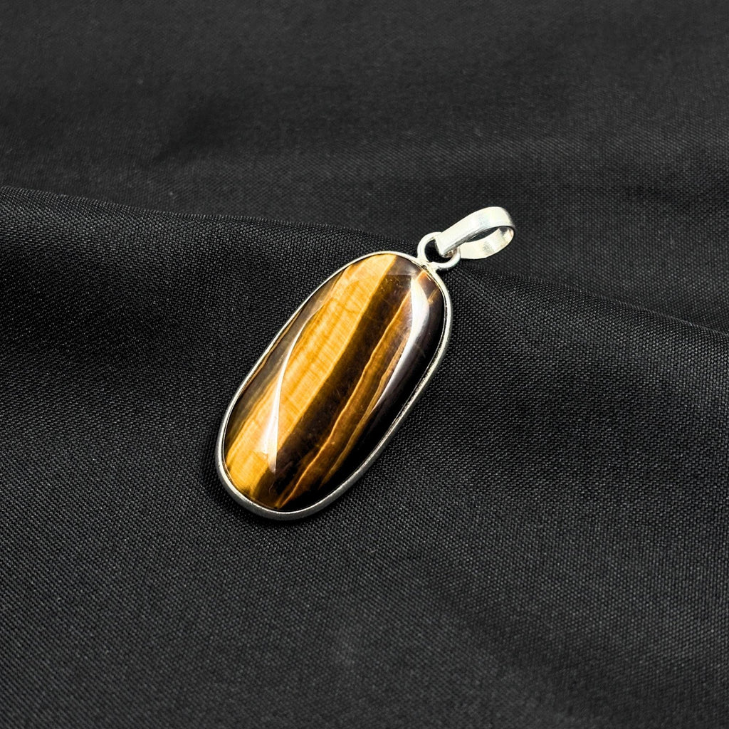 Tiger Eye Pendant Necklace, 925 Sterling Silver Golden Brown Crystal Pendant, Boho Gemstone Jewelry Gift for Her