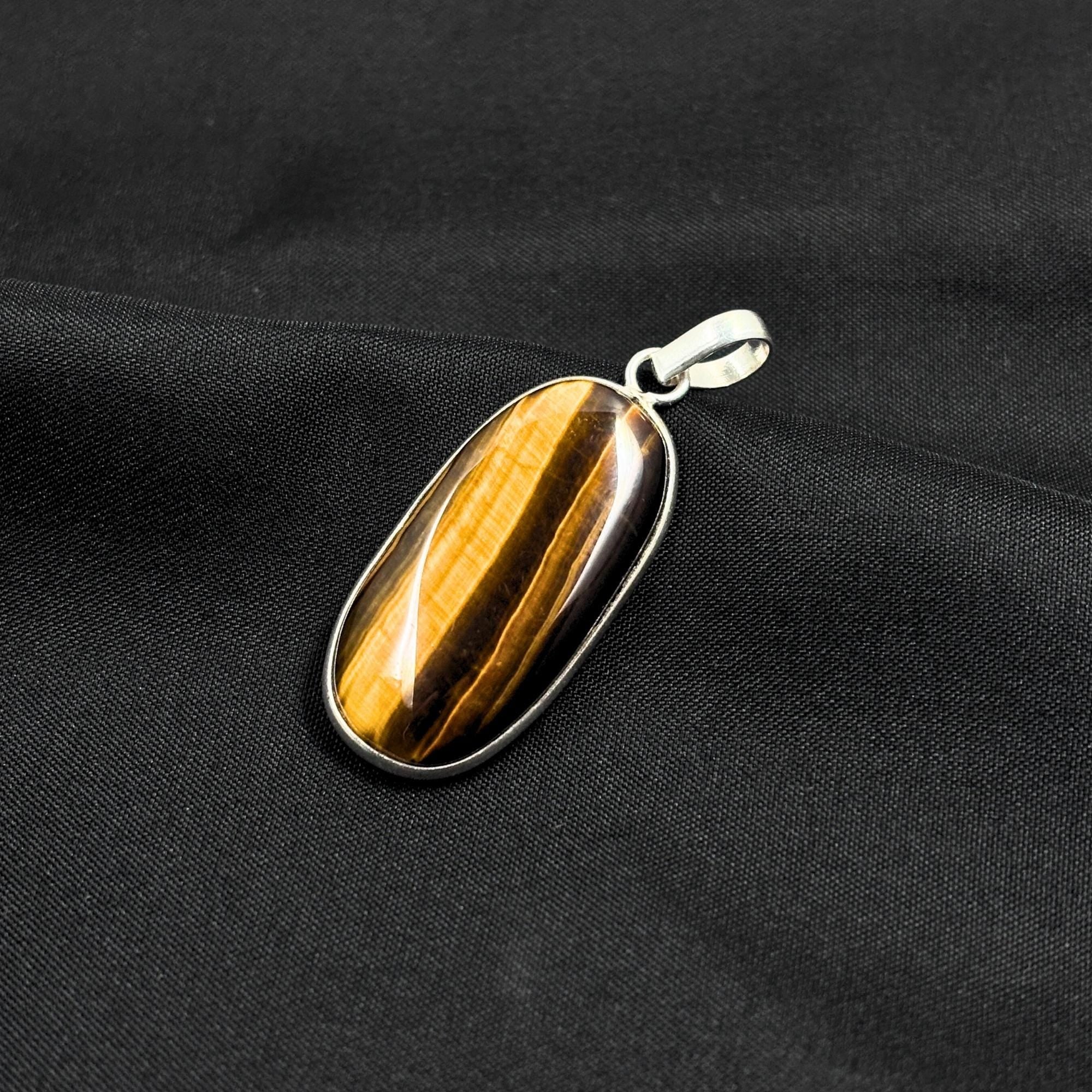 Tiger Eye Pendant Necklace, 925 Sterling Silver Golden Brown Crystal Pendant, Boho Gemstone Jewelry Gift for Her