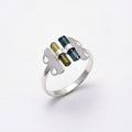 Raw Green Tourmaline Bar Sterling Silver Ring | Handmade Gemstone Stacking Ring | Minimalist Modern Jewelry