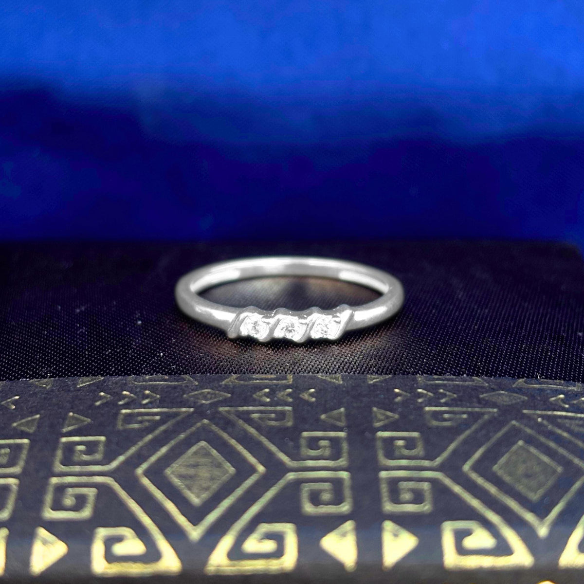 925 Sterling Silver 3 Stone CZ Ring - Dainty Trilogy Past Present Future Band, Minimalist Stacking Ring, Delicate CZ Jewelry Gift for Her