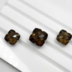 Smoky Quartz Gemstone Pair – Deep Brown Flower Cut Stones