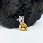 Citrine Trillion Pendant – Sterling Silver CZ Flower Drop, November Birthstone
