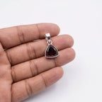 Trillion Cut Garnet Sterling Silver Pendant – January Birthstone, Minimalist Red Necklace Charm