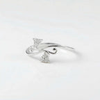 Sterling Silver CZ Swirl Ring, Nature Inspired Vine Clusters, Boho Stacker Band