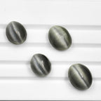 Grey Cat's Eye Quartz Cabochon, Oval Gemstone (13x11, 15x12 MM)