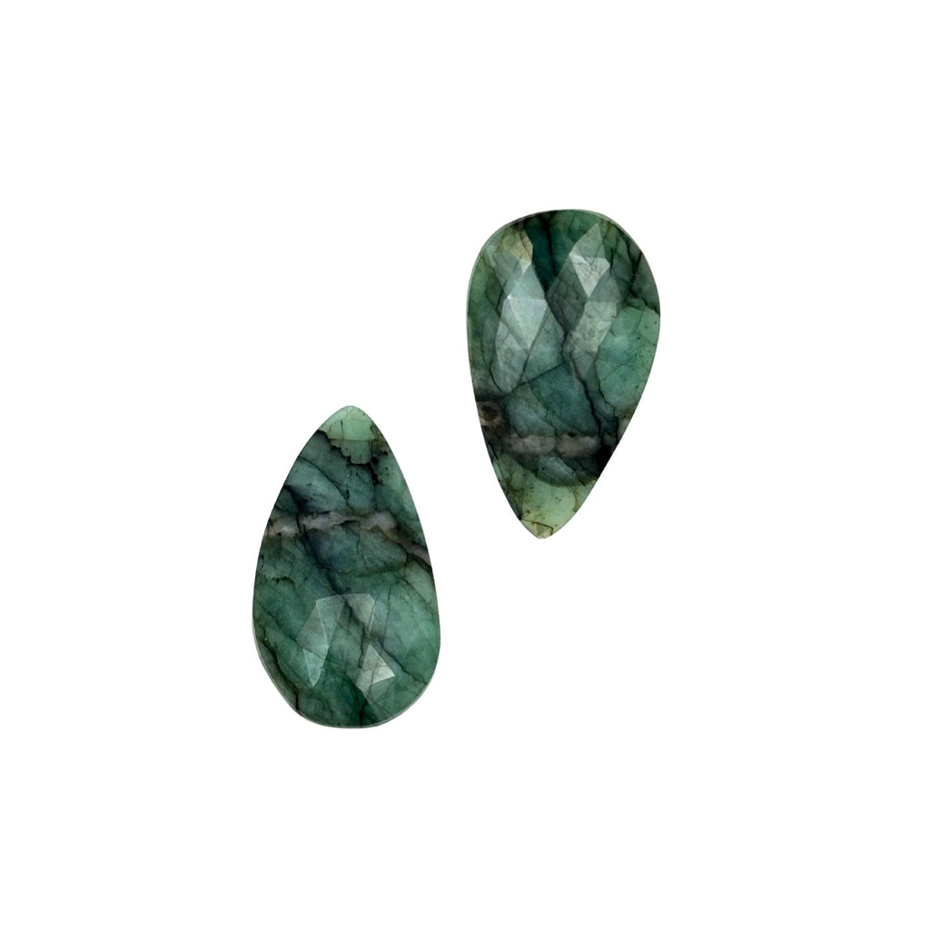Rose Cut Sapphire Gemstone Slices: Natural Untreated Pair