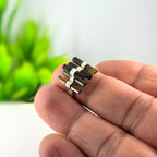 Raw Green Tourmaline Bar Ring: Sterling Silver Minimalist Stacking Ring