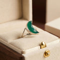 Green Onyx Moon Ring: Sterling Silver Crescent Boho Jewelry