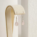 Rose Quartz Pear Drop Earrings | 925 Sterling Silver Dangle | Artisan Jewelry