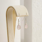 Rose Quartz Pear Drop Earrings | 925 Sterling Silver Dangle | Artisan Jewelry
