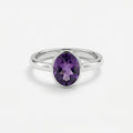 AmethystOval Ring: Handmade Sterling Silver Gemstone, February Birthstone