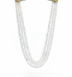 Beaded Moonstone Necklace, Three Line Long Layered Gemstone Necklace, Boho Statement Jewelry, Gift for Her