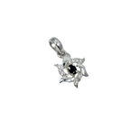 Sapphire CZ Flower Pendant – Sterling Silver September Birthstone Necklace