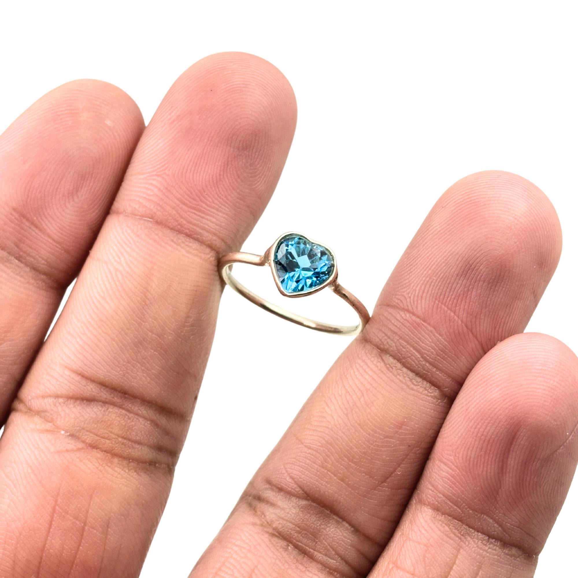 Blue Topaz Heart Ring: Handmade Sterling Silver December Birthstone