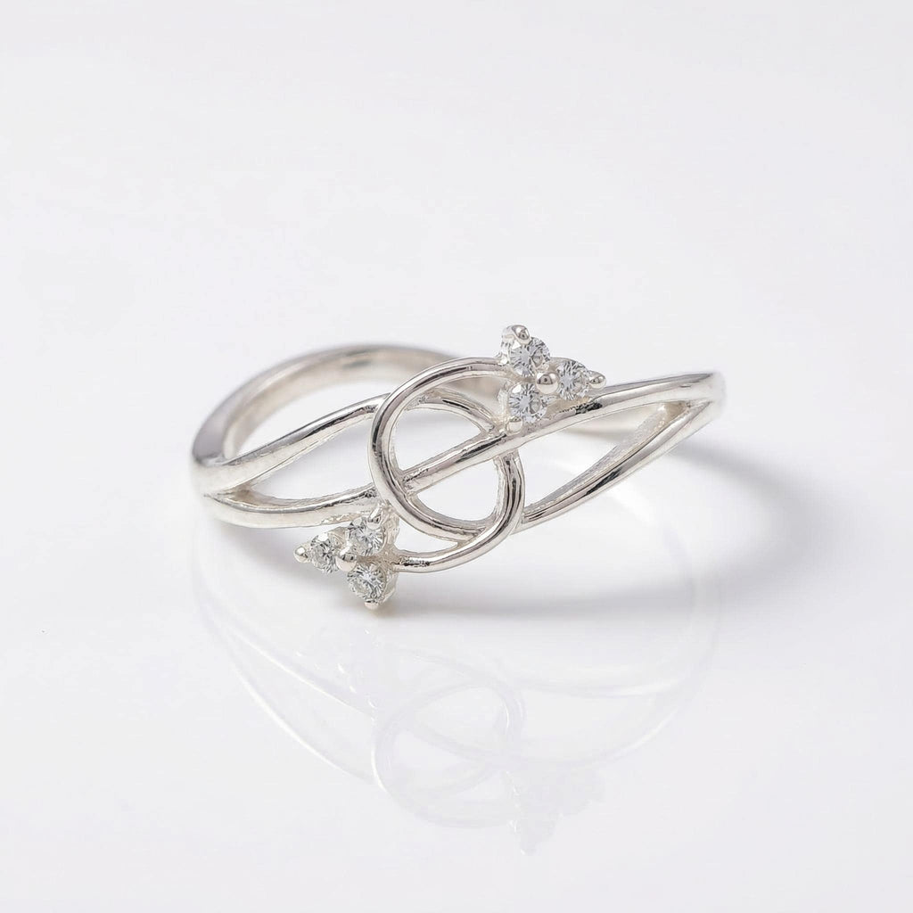 Silver CZ Infinity Knot Ring, Twisted Open Band, Minimalist Elegant Jewelry