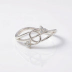 Silver CZ Infinity Knot Ring, Twisted Open Band, Minimalist Elegant Jewelry