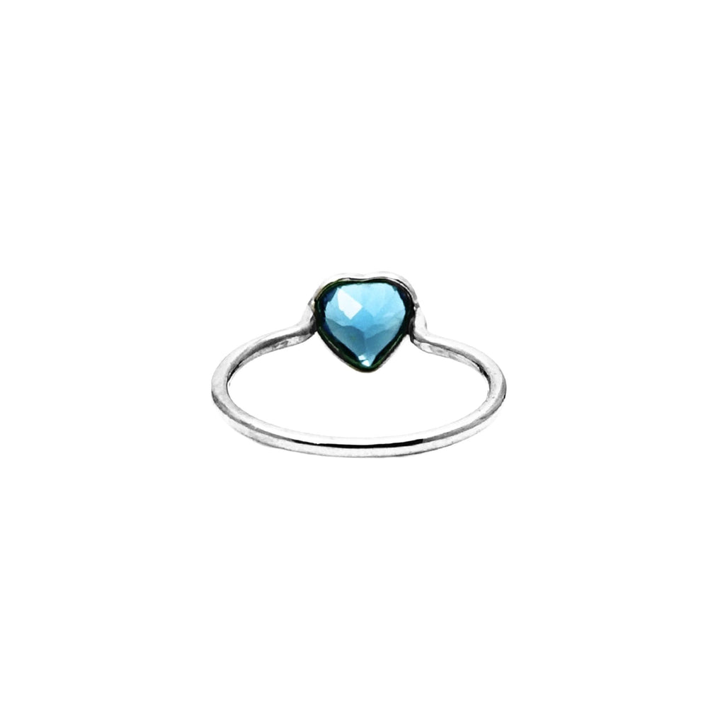 Blue Topaz Heart Ring: Handmade Sterling Silver December Birthstone