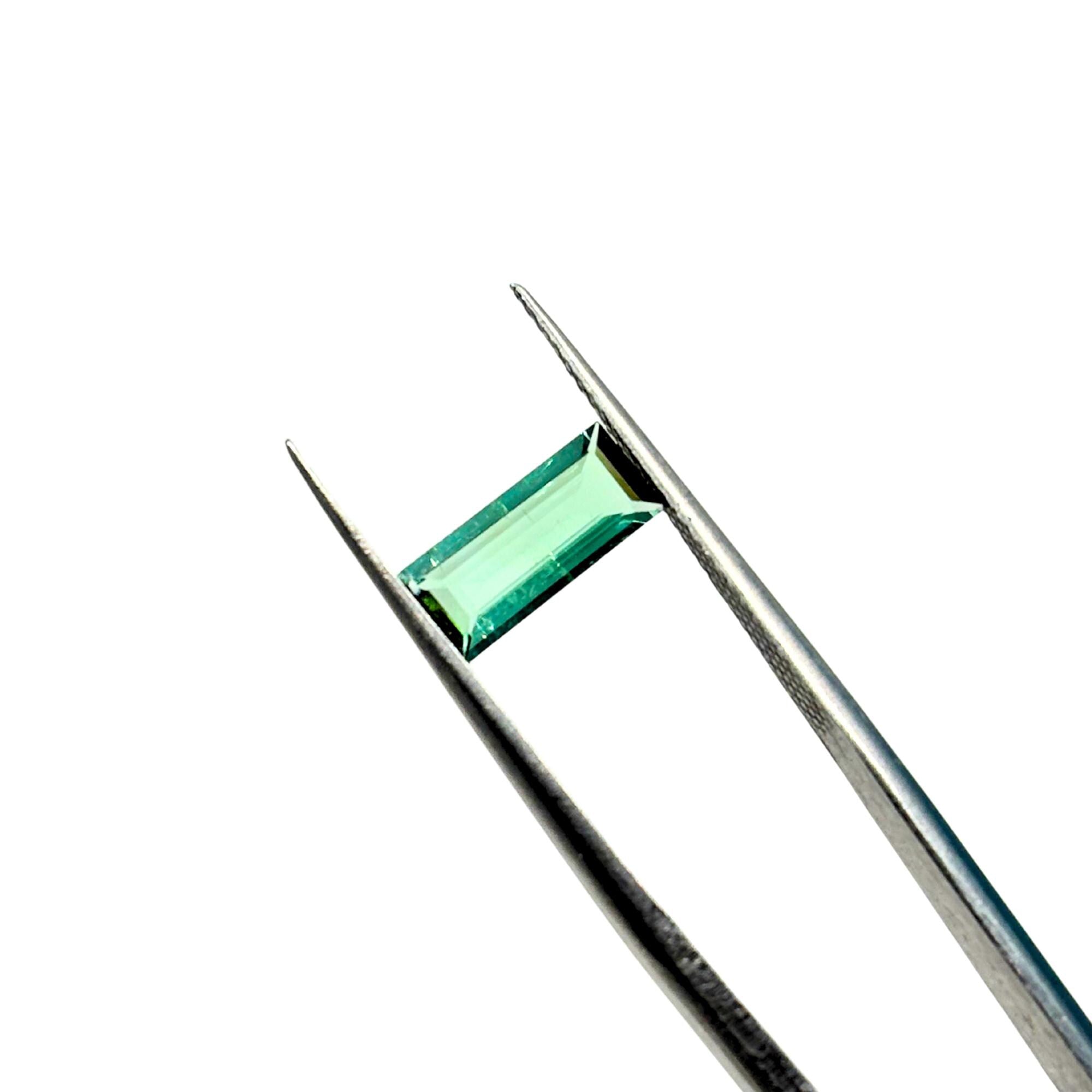 Greenish Blue Tourmaline Gemstone – Baguette Faceted Cut, Jewelry Making