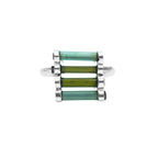 Raw Green Tourmaline Bar Ring: Sterling Silver October Birthstone