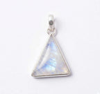 Sterling Silver Trillion Moonstone Pendant – Minimalist Boho Gemstone Necklace