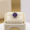 Natural Amethyst Round Ring | 925 Sterling Silver | February Birthstone | Floral Gemstone Band | Handmade in Jaipur