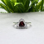 Natural Garnet Ring | 925 Sterling Silver | January Birthstone | Floral Gemstone Band | Handmade in Jaipur