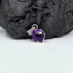 Amethyst Round Solitaire Pendant in 925 Sterling Silver – Deep Purple February Birthstone Necklace, Minimalist Gemstone Jewelry Gift for Her