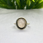 Oxidized Sterling Silver Rose Quartz Ring: Handmade Boho Jewelry
