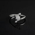 925 Sterling Silver CZ Starburst Ring, Pavé Flower Bypass Band, Boho Stacker Jewelry