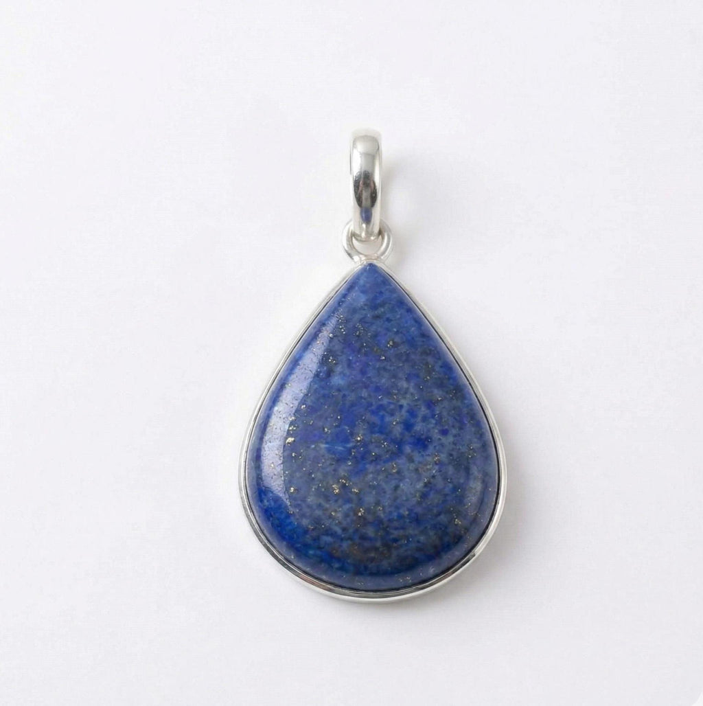 Natural Lapis Lazuli Teardrop Pendant – Sterling Silver Boho Cosmic Charm
