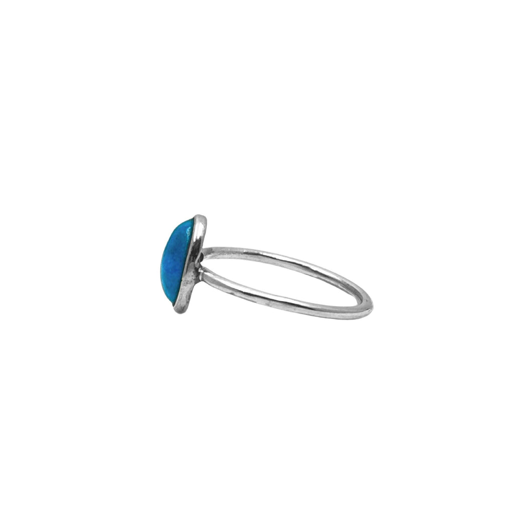 Handmade Oval Turquoise Ring | Oxidized 925 Sterling Silver Boho Jewelry