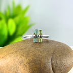 Raw Green & Blue Tourmaline Sterling Silver Ring: Modern Stacking Jewelry