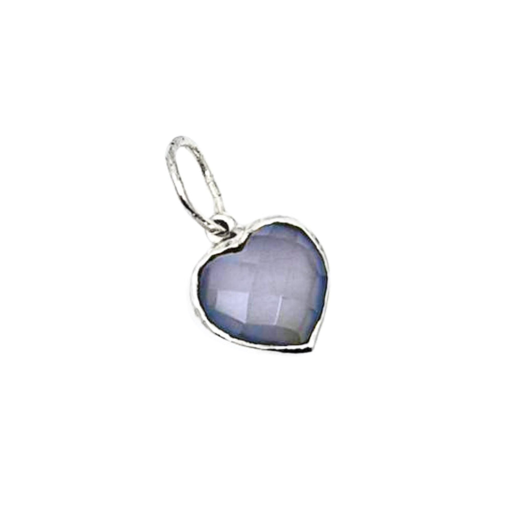 Faceted Lilac Chalcedony Heart Pendant - 925 Sterling Silver Charm