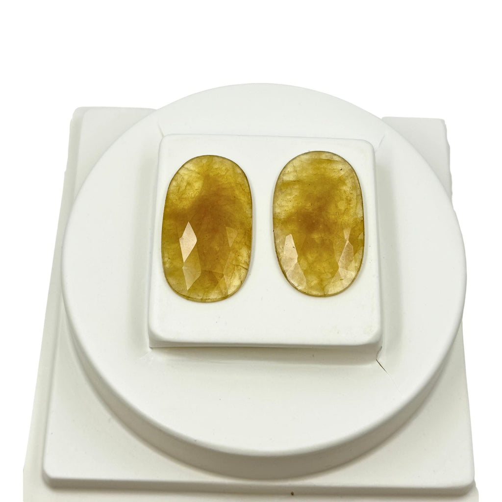 Rose Cut Sapphire Slices: Natural Untreated Gemstone Pair