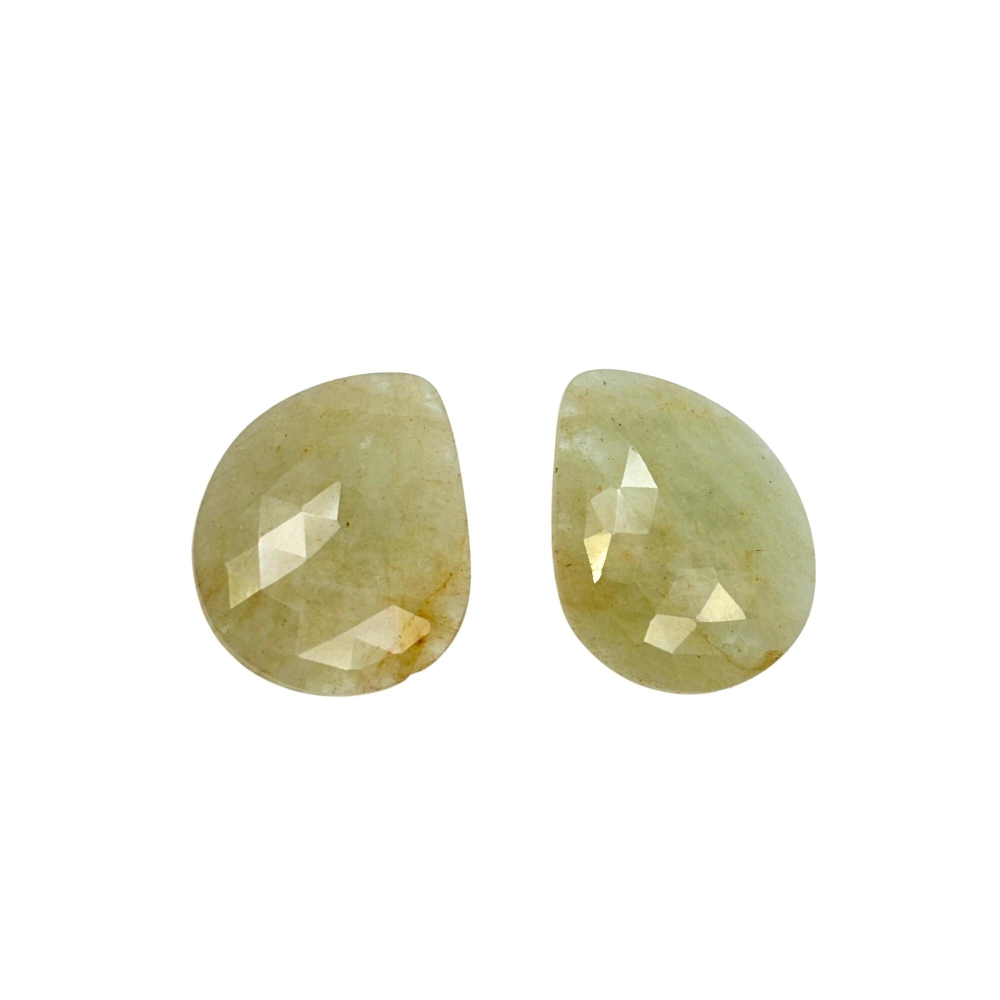 Untreated Sapphire Gemstone Slices: Rose Cut Pair, Flat Back