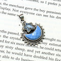 Blue Opal Moon & Dendritic Agate Star Pendant: Sterling Silver Celestial Charm