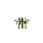 Raw Green Tourmaline Bar Ring: Sterling Silver Minimalist Stacking Ring